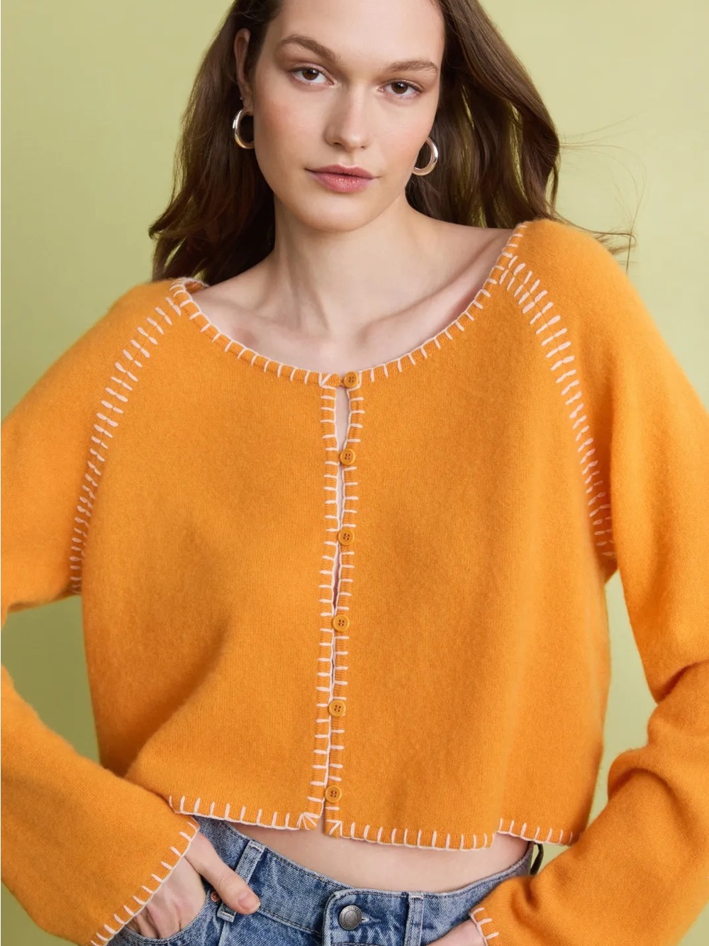 NAADAM Embroidered Raglan Cashmere Cardigan